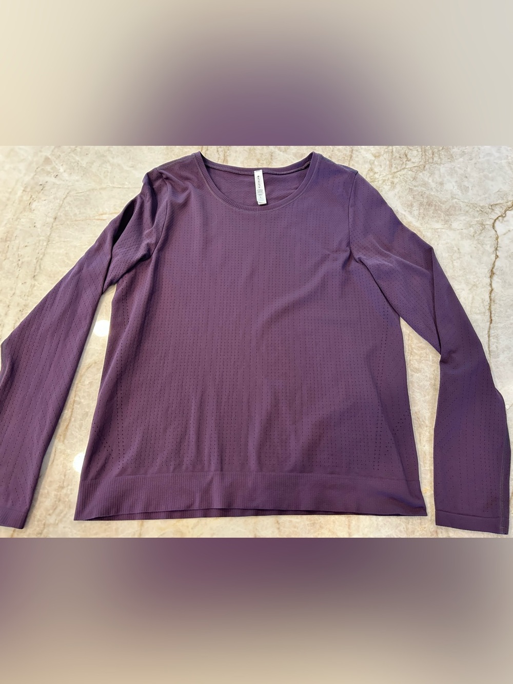 Athleta In Motion Seamless Long Sleeve Top Purple Perforated Large